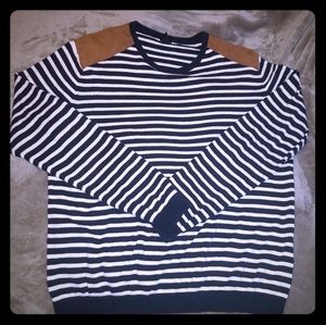 H & M Striped sweater with suede accent shoulders